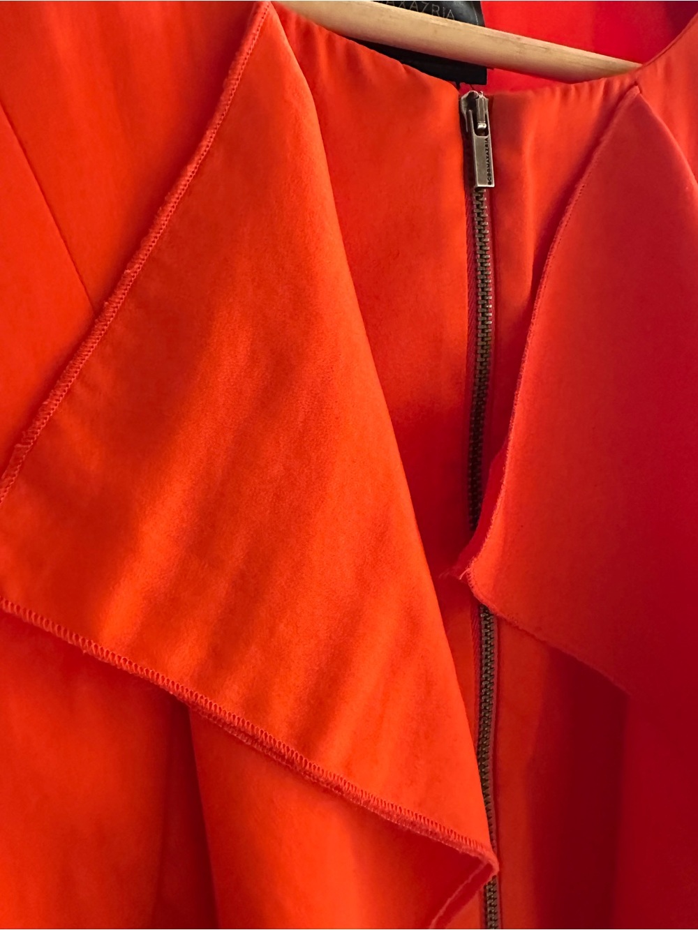 BCBGMaxAzria Vibrant Red Ruffle Zip Blazer - Picture 2 of 3